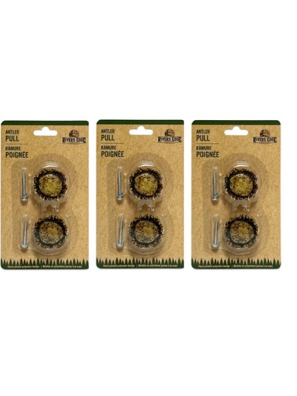 Set of Six (6) Rivers Edge Antler Drawer Pulls 2" round 3/4" tall Six (6) 657
